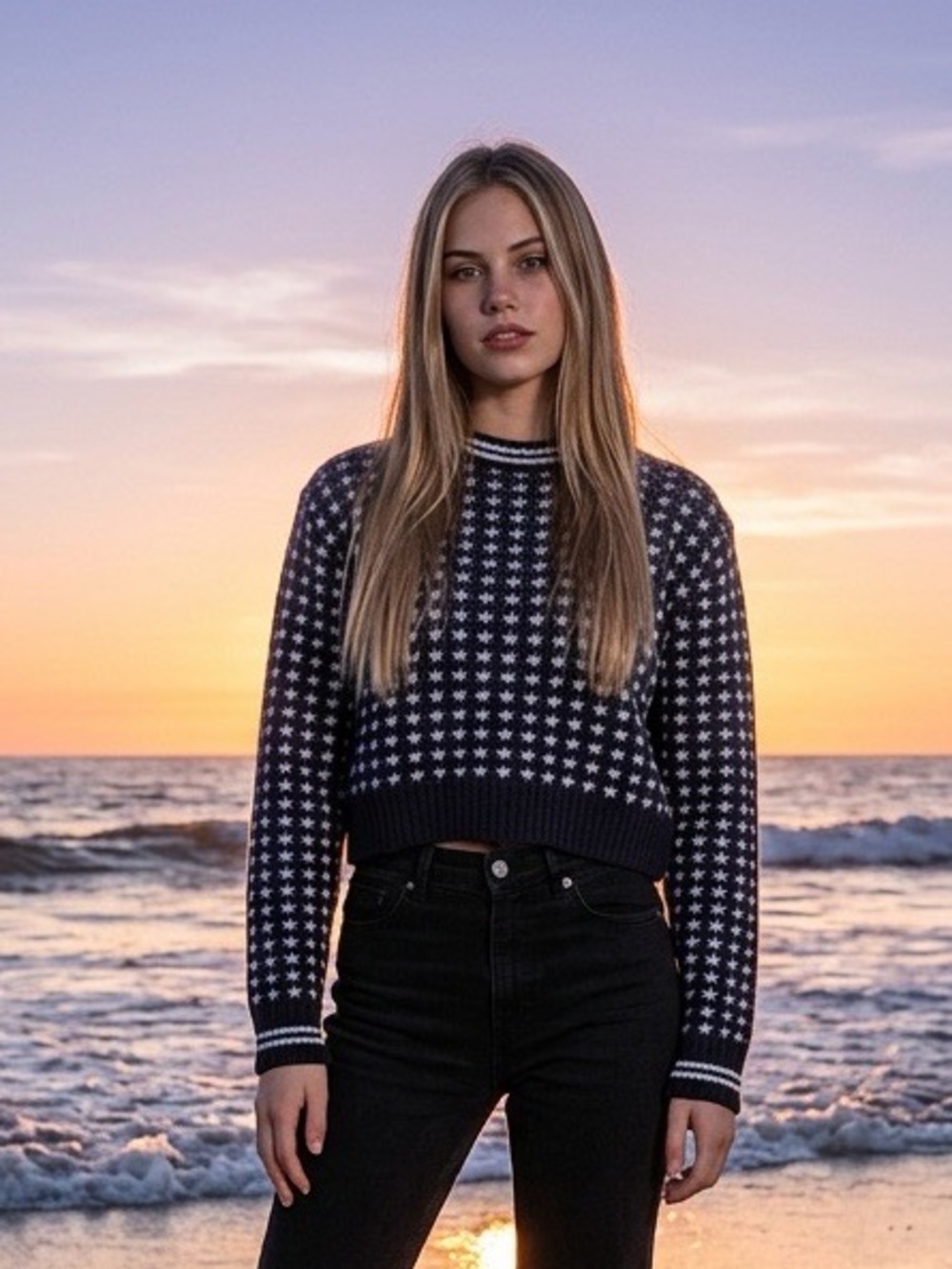 NWT Salty Crew Navy White Fair Isle Knit Sweater XS